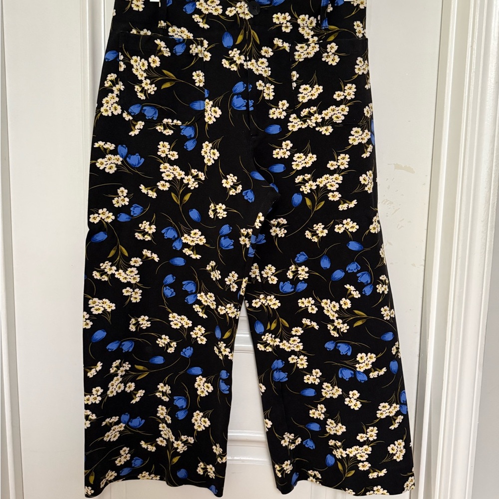 Anthropologie Collette Cropped Pant Black and Blue